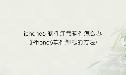 iphone6软件卸载软件怎么办(iPhone6软件卸载的方法)